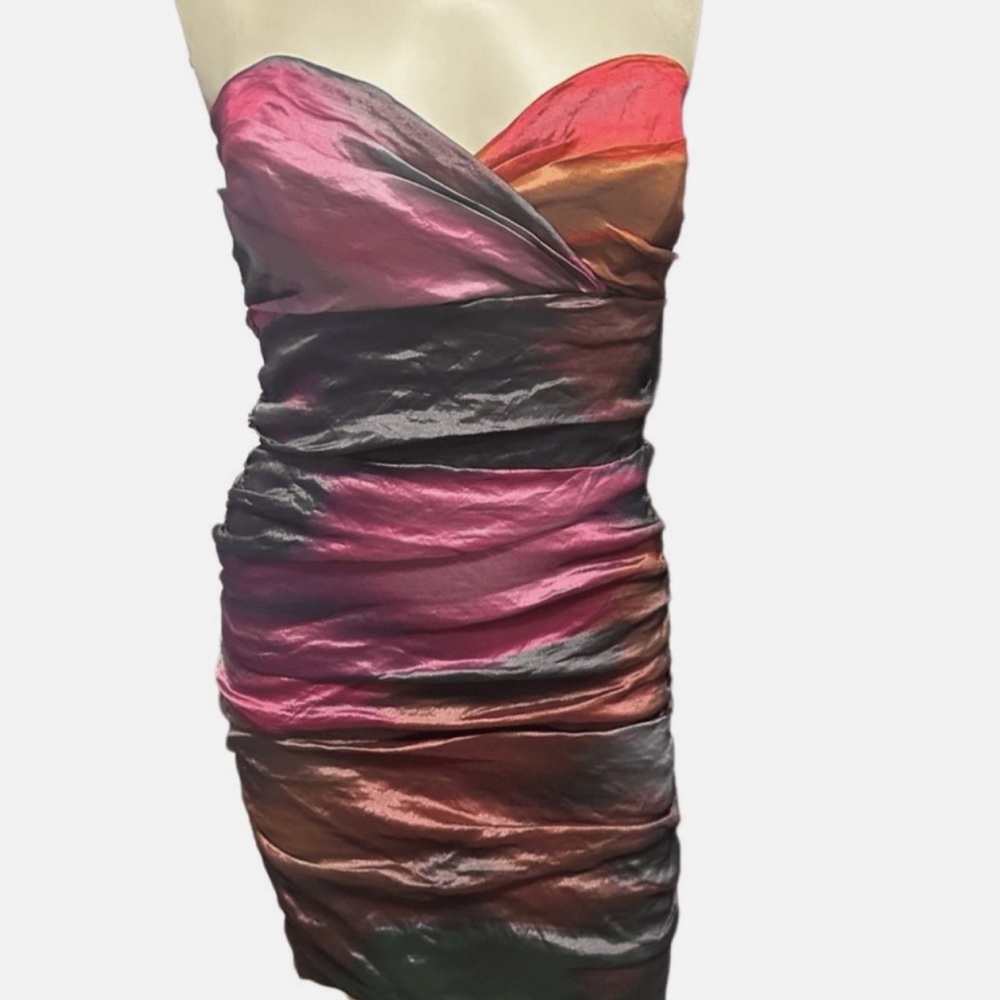 Nicole Miller Strapless Dress in Pink and Brown